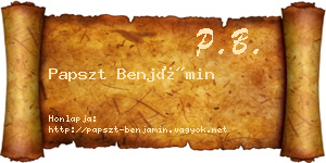 Papszt Benjámin névjegykártya